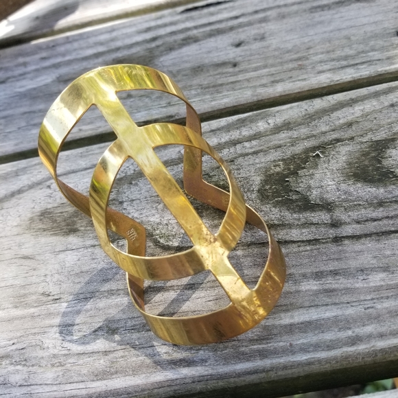 Aztec solid brass cuff bracelet - Picture 2 of 4